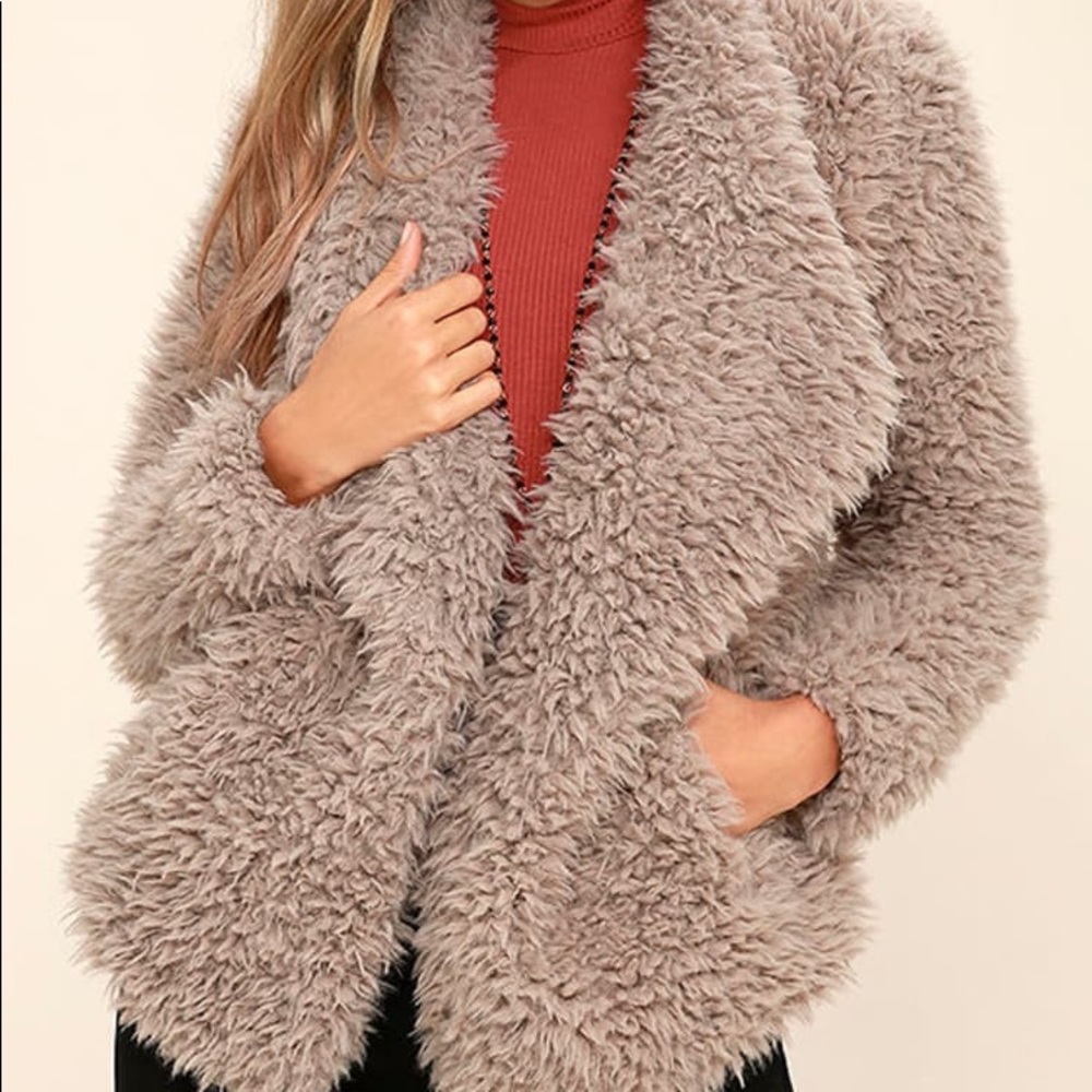 Billabong Do It Fur Love Grey Faux Fur Coat